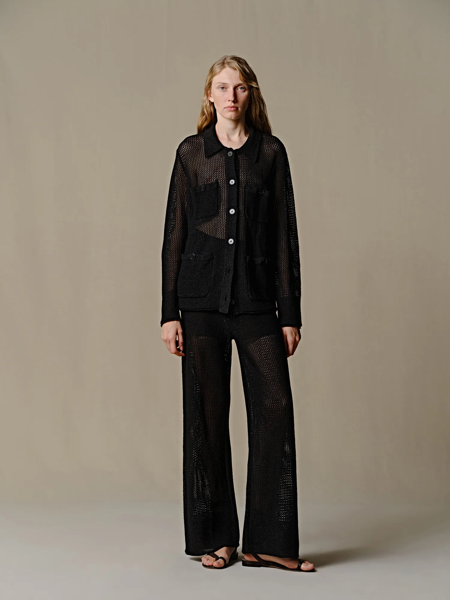 INTO THE EAST 25 Autumn/Winter Khaki Gray/Black Knitted Hollow Straight Pants ITE-E1DGSS021BL20PT-HEI Black (E1DGSS027CM20PT) - Image 13