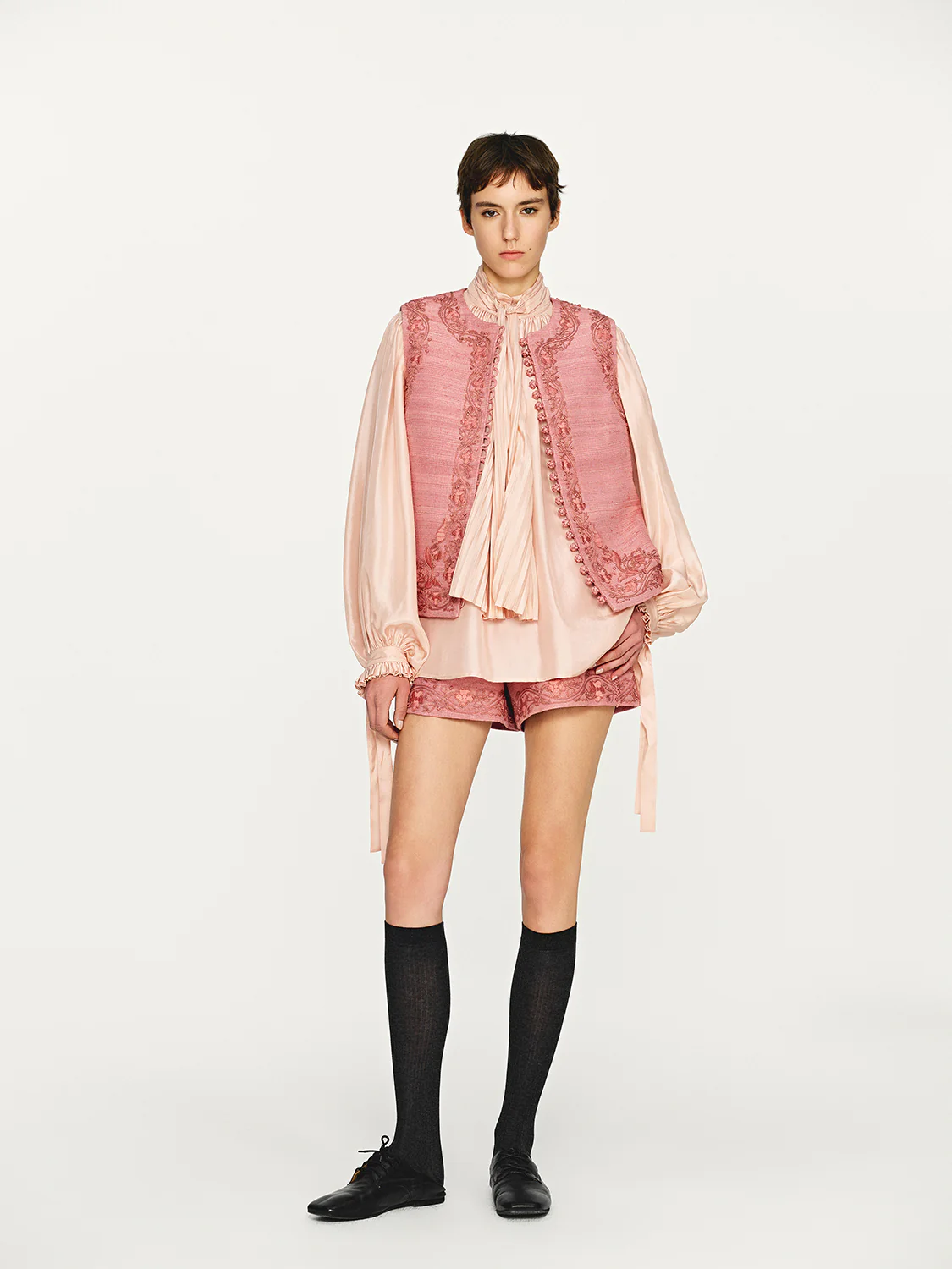 INTO THE EAST 25 Autumn/Winter Lace-Up Silk Top/Shirt/Embroidered Button Tussah Silk Vest/Shorts ITE-E1DGAW020PK22VE-FEN Vest (E1DGAW019PK20TP) - Image 19