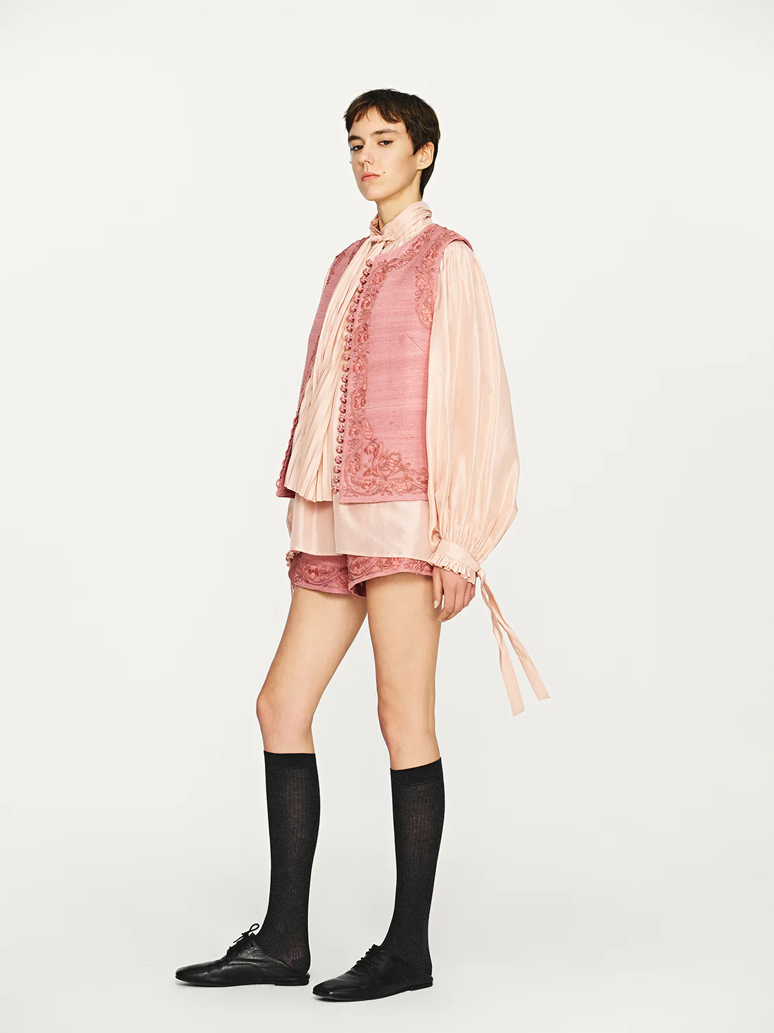 INTO THE EAST 25 Autumn/Winter Lace-Up Silk Top/Shirt/Embroidered Button Tussah Silk Vest/Shorts ITE-E1DGAW020PK22VE-FEN Vest (E1DGAW019PK20TP) - Image 22