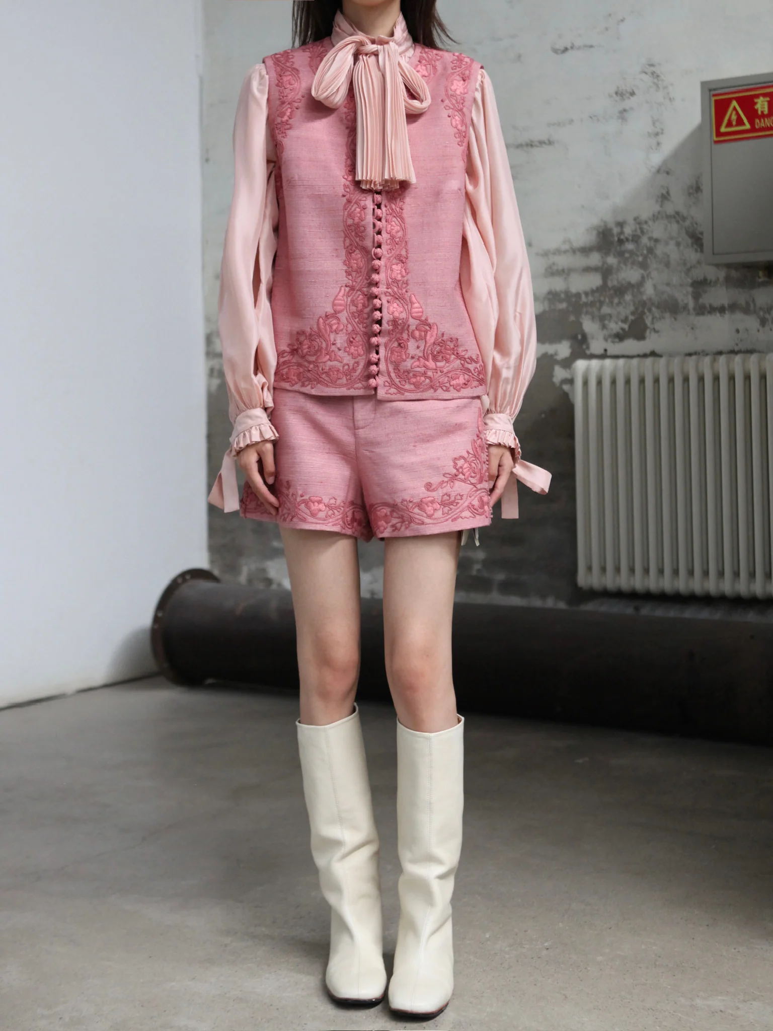 INTO THE EAST 25 Autumn/Winter Lace-Up Silk Top/Shirt/Embroidered Button Tussah Silk Vest/Shorts ITE-E1DGAW022PK22PT-FEN Pants (E1DGAW019PK20TP) - Image 12