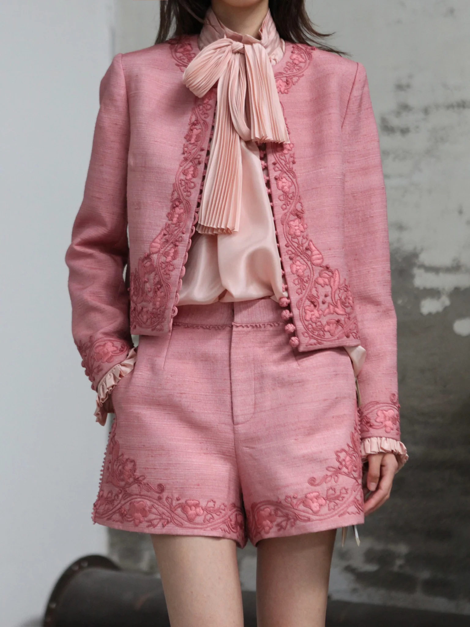 INTO THE EAST 25 Autumn/Winter Lace-Up Silk Top/Shirt/Embroidered Button Tussah Silk Vest/Shorts ITE-E1DGAW022PK22PT-FEN Pants (E1DGAW019PK20TP) - Image 8