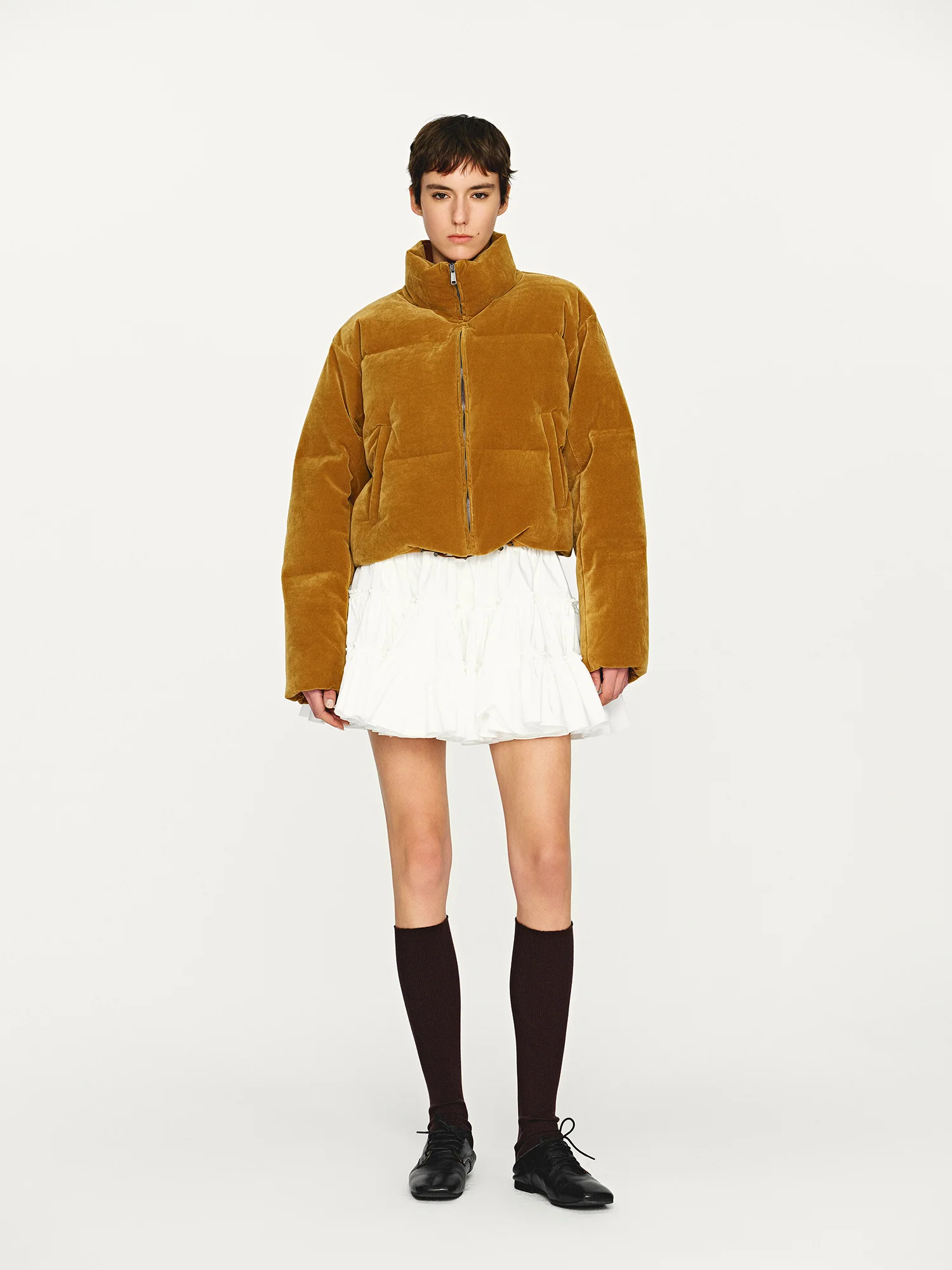 INTO THE EAST 25 Autumn/Winter Layered Short Skirt ITE-E1DGAW070WT21SK-BAI White - Image 11
