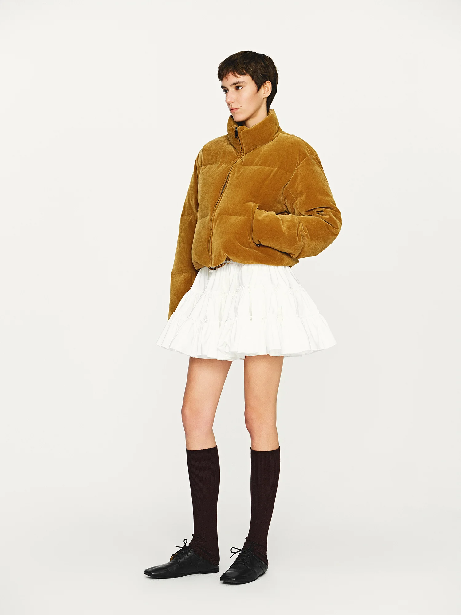 INTO THE EAST 25 Autumn/Winter Layered Short Skirt ITE-E1DGAW070WT21SK-BAI White - Image 13