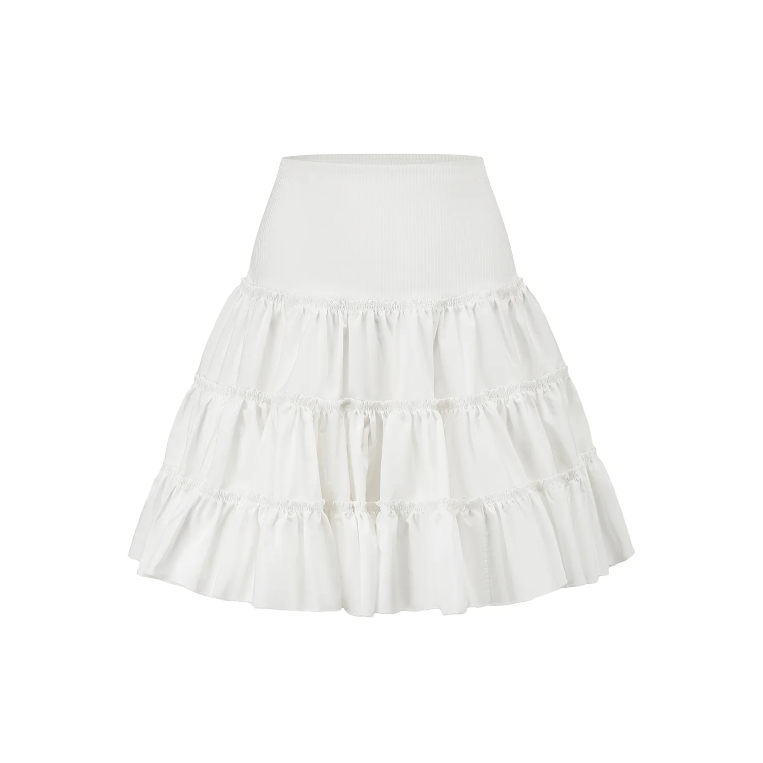 INTO THE EAST 25 Autumn/Winter Layered Short Skirt ITE-E1DGAW070WT21SK-BAI White - Image 5