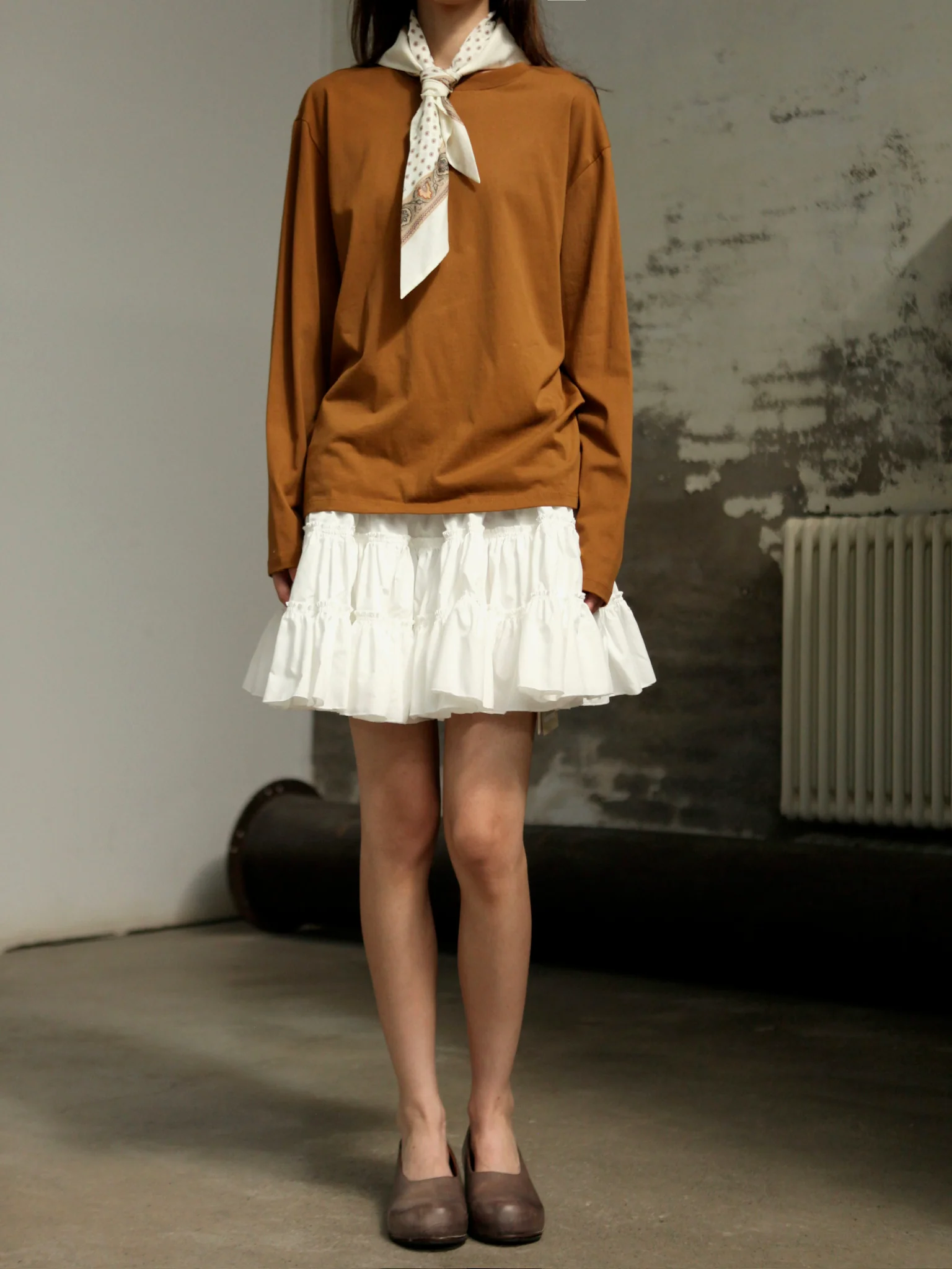 INTO THE EAST 25 Autumn/Winter Layered Short Skirt ITE-E1DGAW070WT21SK-BAI White - Image 6