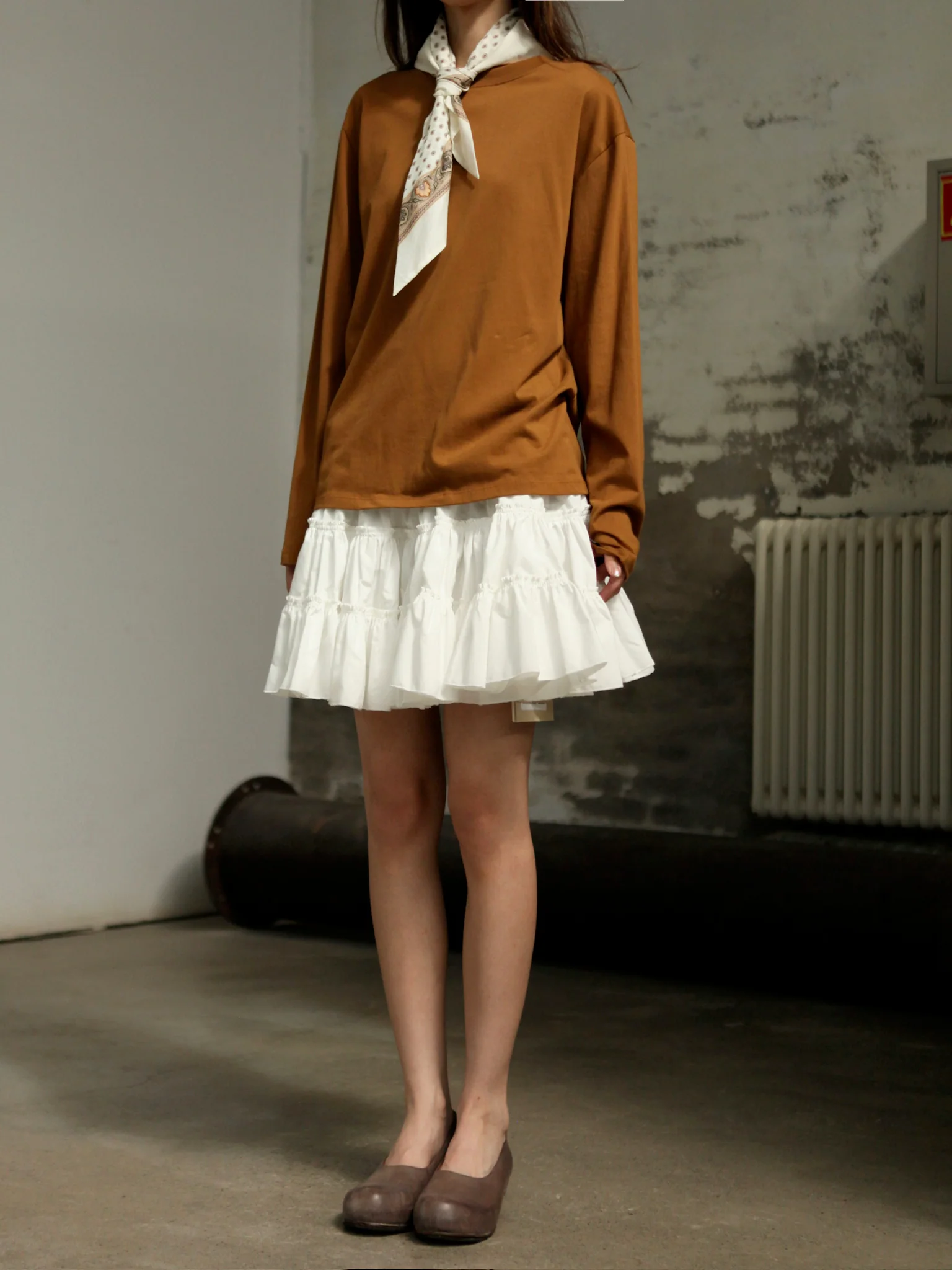 INTO THE EAST 25 Autumn/Winter Layered Short Skirt ITE-E1DGAW070WT21SK-BAI White - Image 7