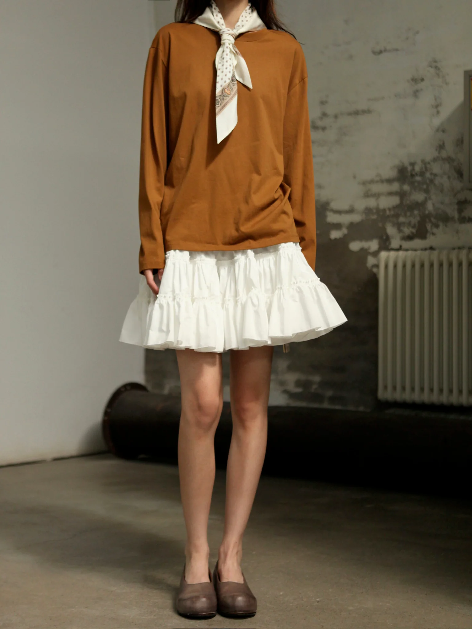 INTO THE EAST 25 Autumn/Winter Layered Short Skirt ITE-E1DGAW070WT21SK-BAI White - Image 9