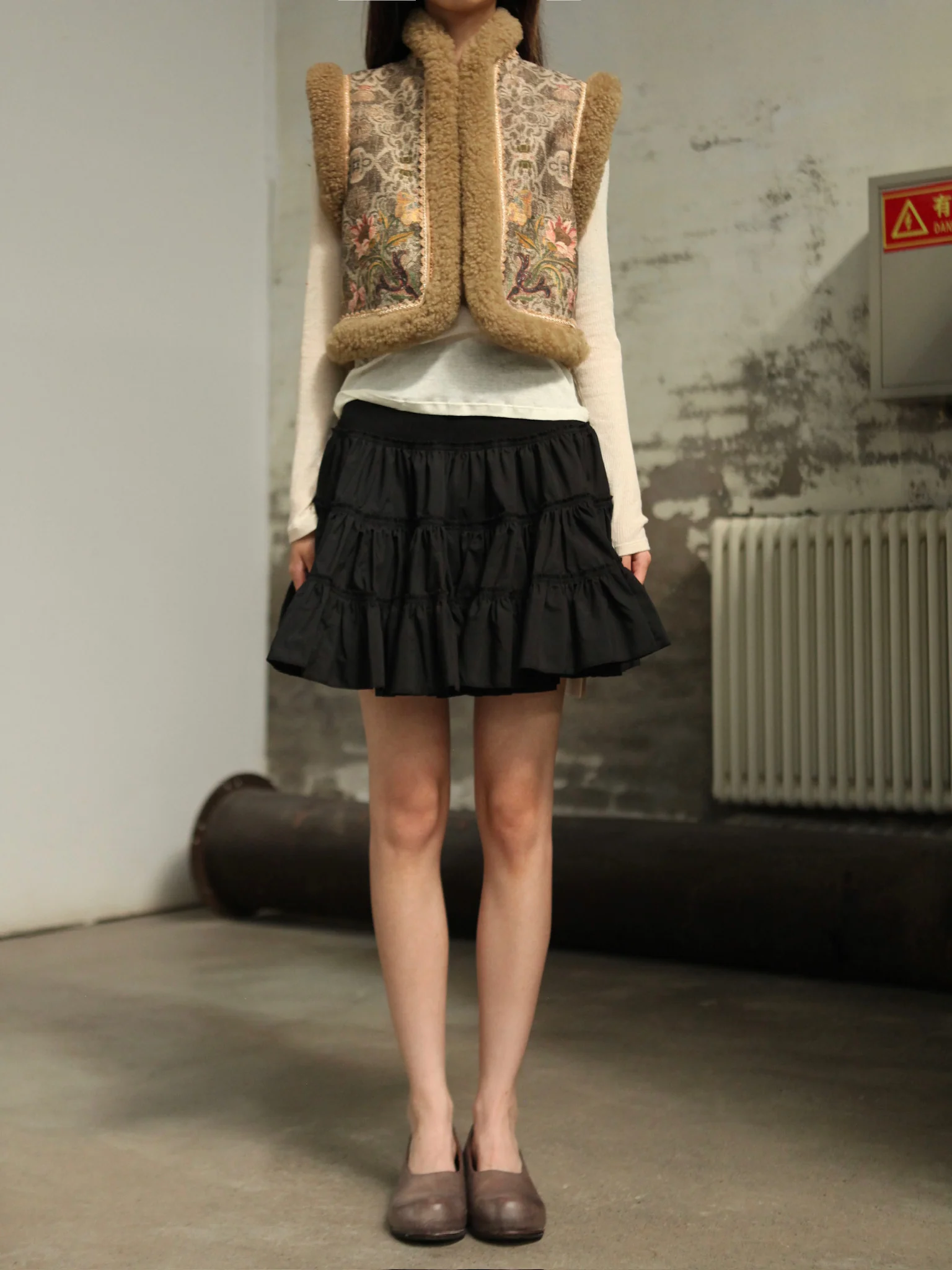 INTO THE EAST 25 Autumn/Winter Layered Short Skirt ITE-E1DGAW071BL21SK-HEI Black (E1DGAW070WT21SK) - Image 20