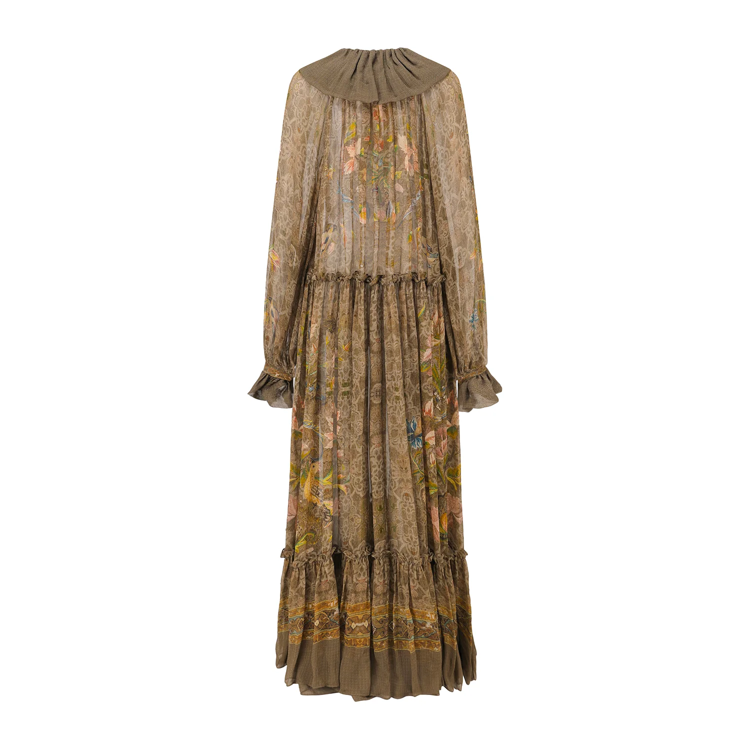 INTO THE EAST 25 Autumn/Winter Lotus Collar Silk Print Ribbon Dress ITE-E1DGAW016GR21DS-LV Green - Image 10
