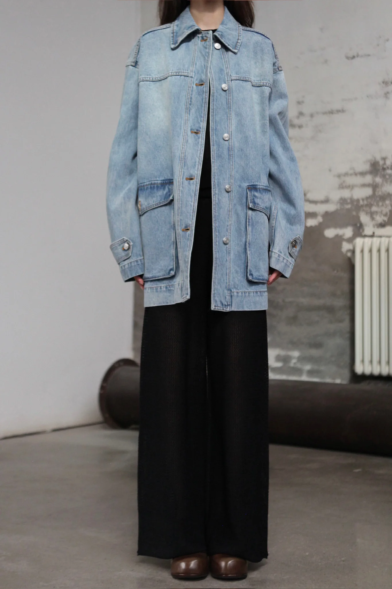INTO THE EAST 25 Autumn/Winter Mid-Length Large Pocket Denim Jacket ITE-E1DGSS009BU20JK-LAN Blue - Image 2