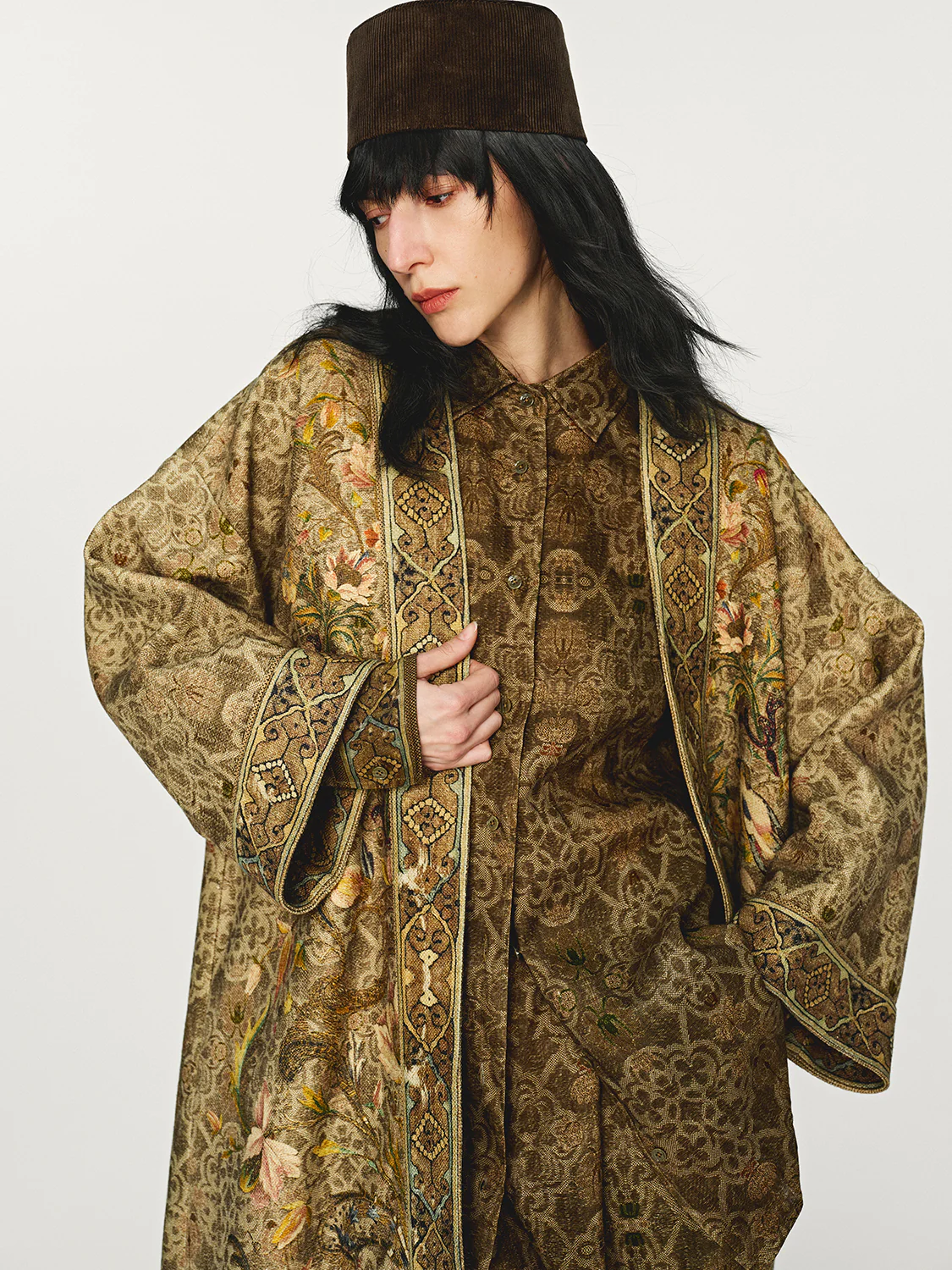 INTO THE EAST 25 Autumn/Winter Moss Green Dark Pattern Print Linen Shirt/Straight Pants ITE-E1DGAW004GR21SH-LV Top - Image 15