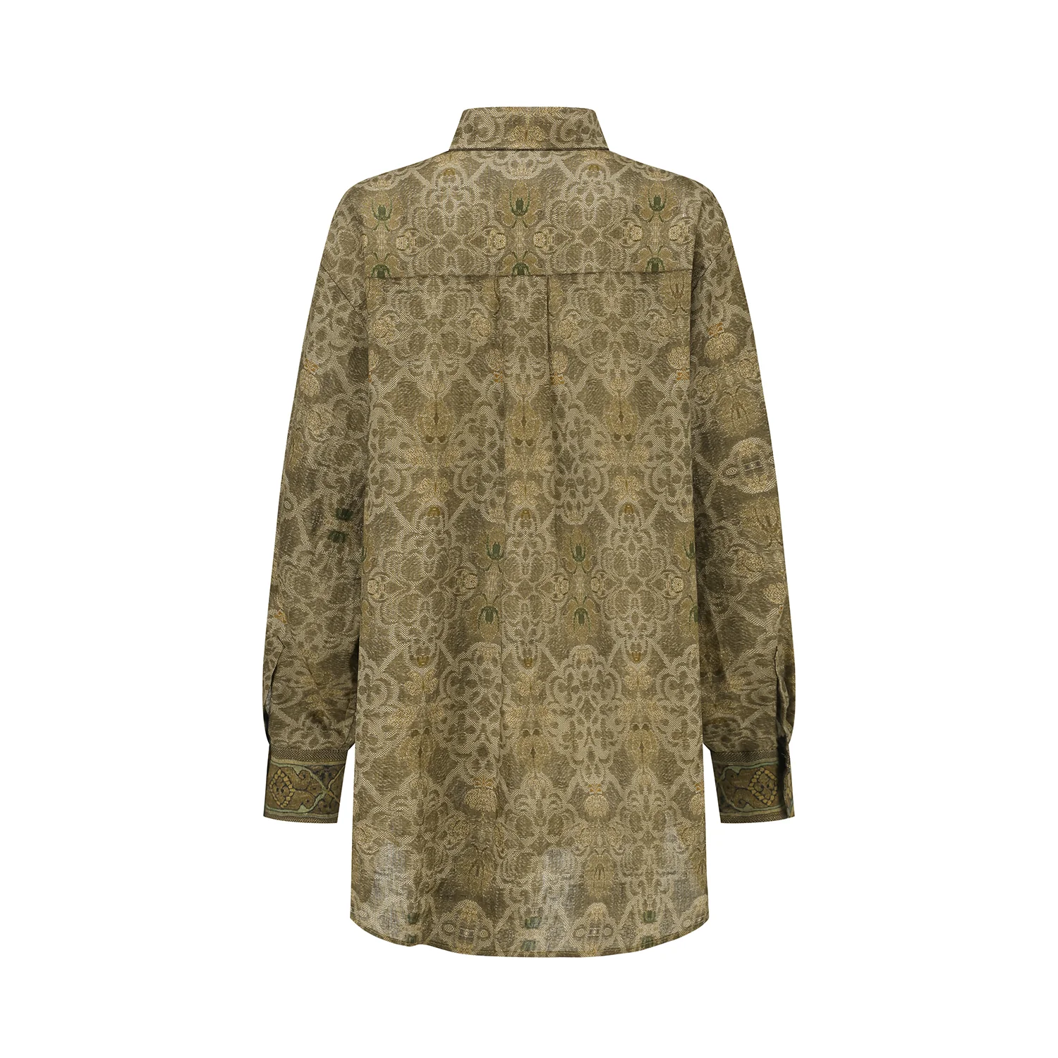 INTO THE EAST 25 Autumn/Winter Moss Green Dark Pattern Print Linen Shirt/Straight Pants ITE-E1DGAW004GR21SH-LV Top - Image 6