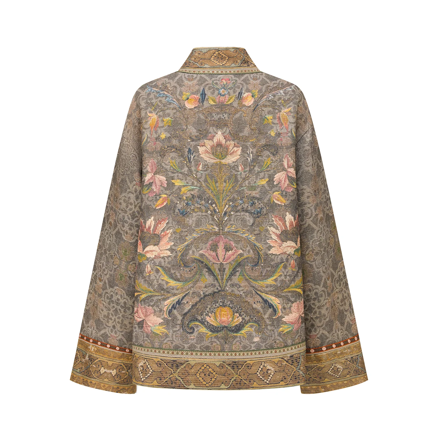 INTO THE EAST 25 Autumn/Winter Moss Green Dark Pattern Tussah Silk Cardigan Jacket ITE-E1DGAW001GR21JK-LV Green - Image 8