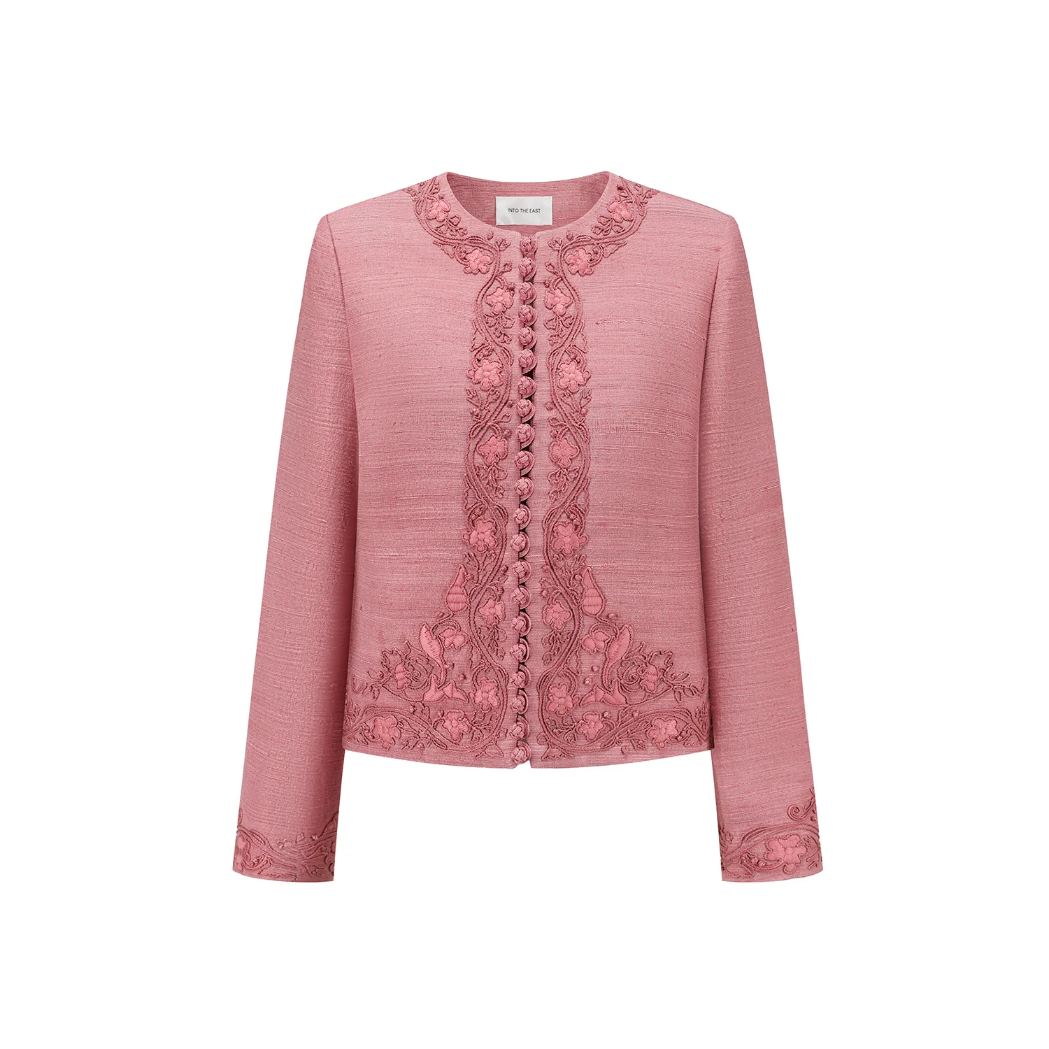 INTO THE EAST 25 Autumn/Winter Pink Embroidered Button Tussah Silk Suit ITE-E1DGAW021PK22SU-FEN Pink - Image 5