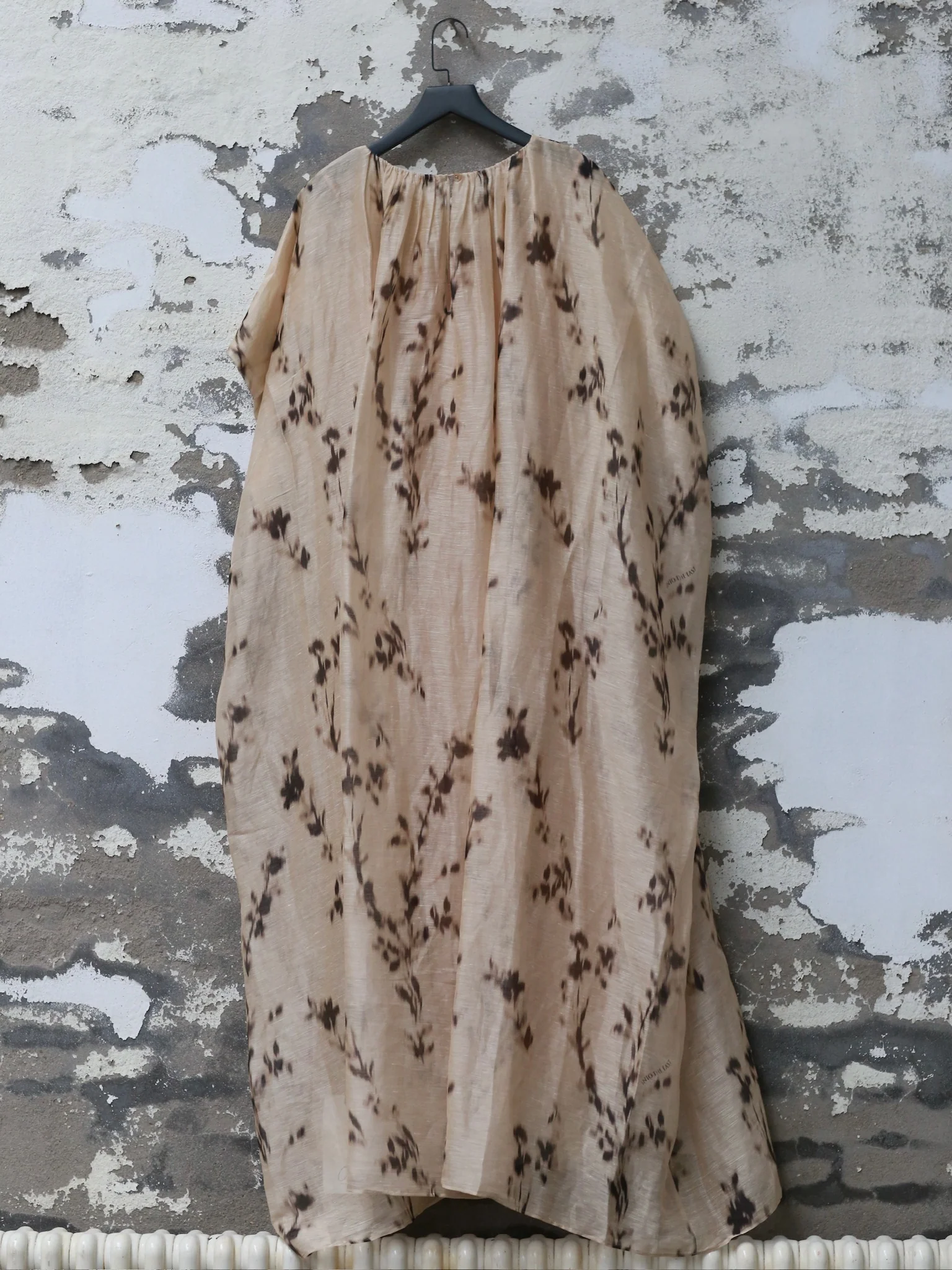 INTO THE EAST 25 Autumn/Winter Silk Hemp Flower Shadow Dress ITE-E1DGSS011KT21DS-QKQ Light Khaki - Image 7