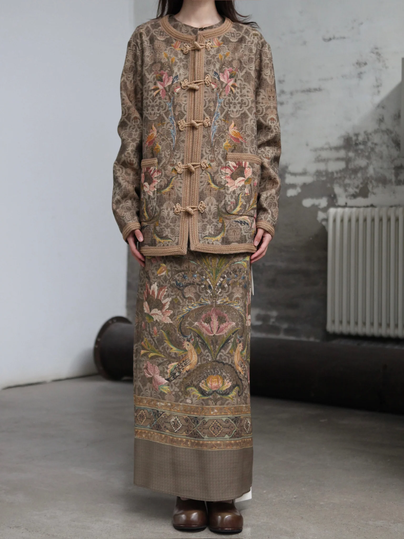 INTO THE EAST 25 Autumn/Winter Tussah Silk Loose Hand-Buttoned Suit Jacket ITE-E1DGAW008GR21JK-LV Green - Image 3