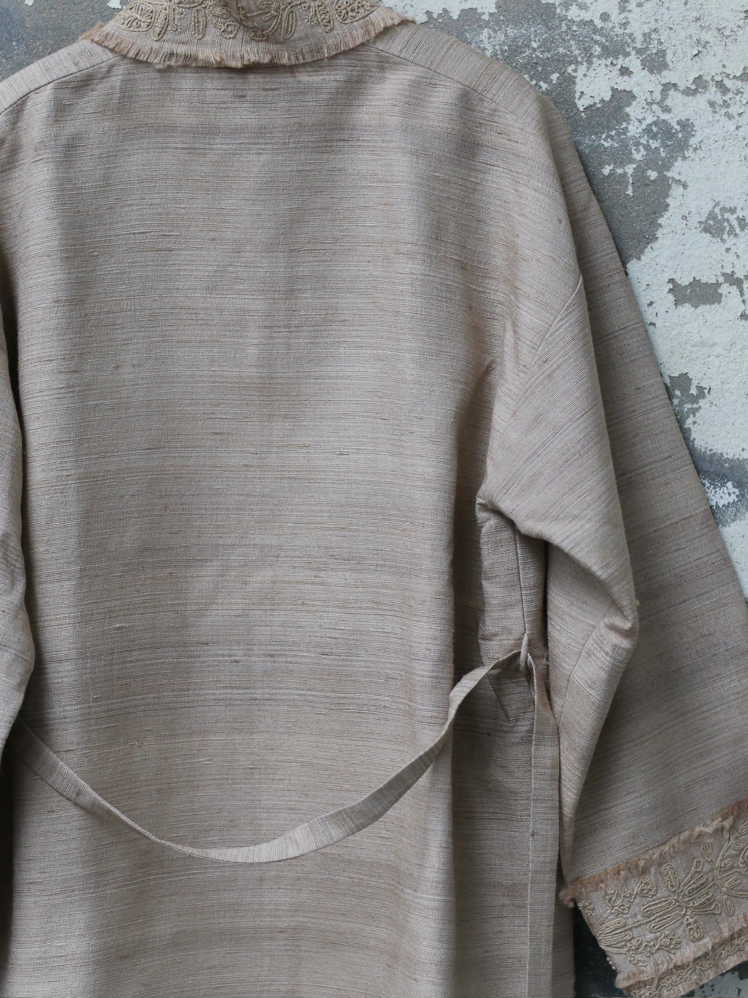INTO THE EAST 25 Autumn/Winter Tussah Silk Patch Cardigan Jacket ITE-E1DGSS003SD22JK-SHA Sand - Image 4