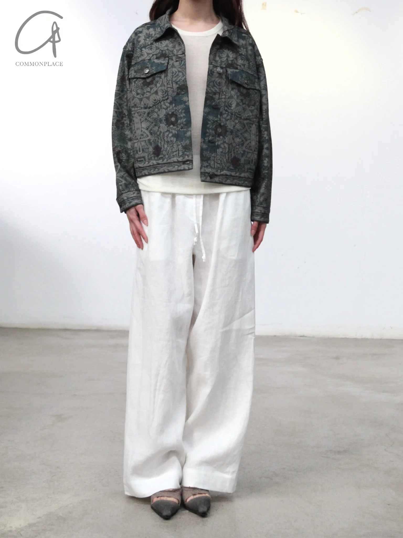 INTO THE EAST 25 Spring/Summer Linen Elastic Waist Straight Pants ITE-E1DGSS011WT20PT-BAI White - Image 8