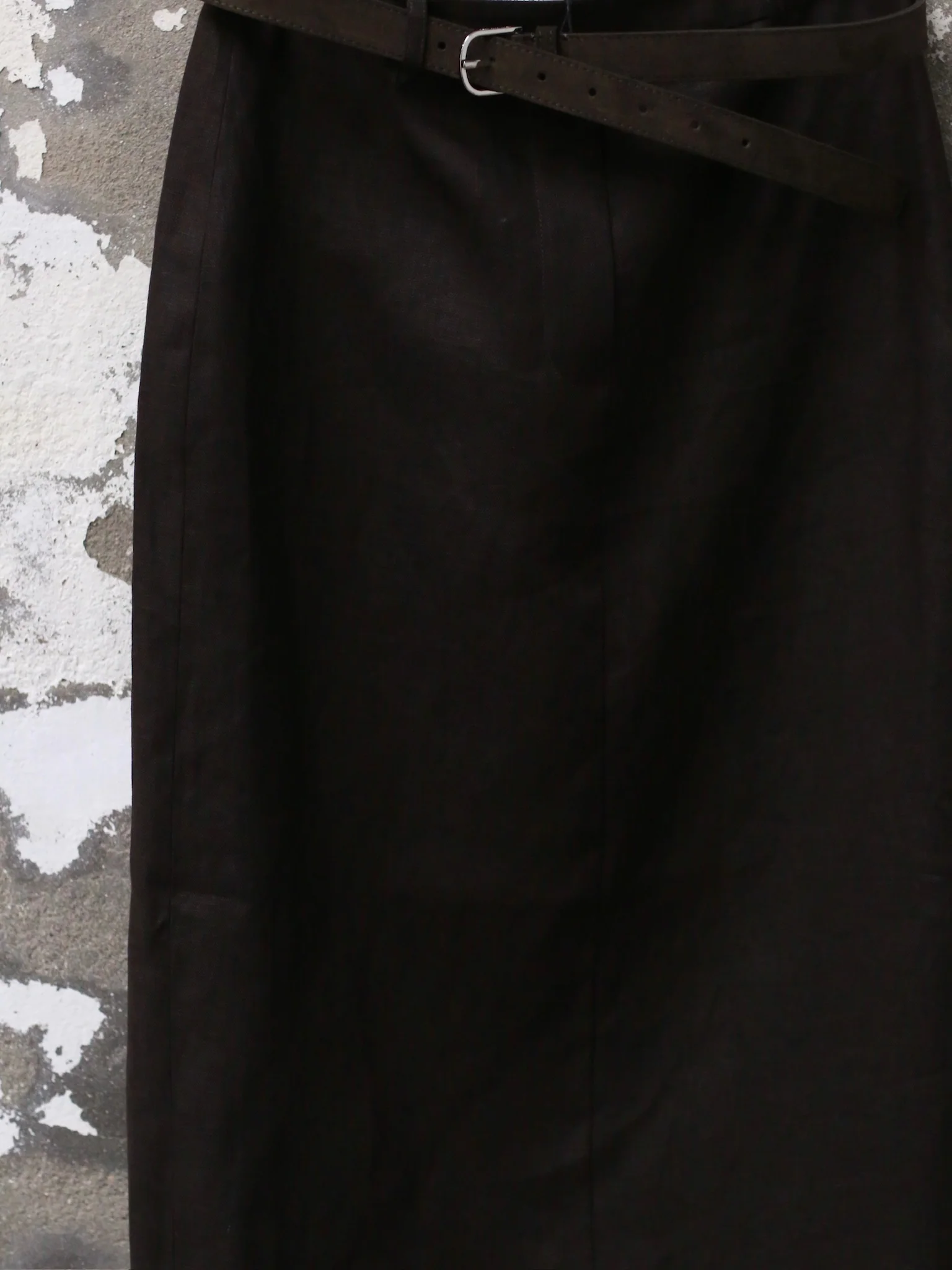 INTO THE EAST 25 Spring/Summer Linen Straight Skirt ITE-E1DGSS009CF20SK-KA Coffee Color - Image 3
