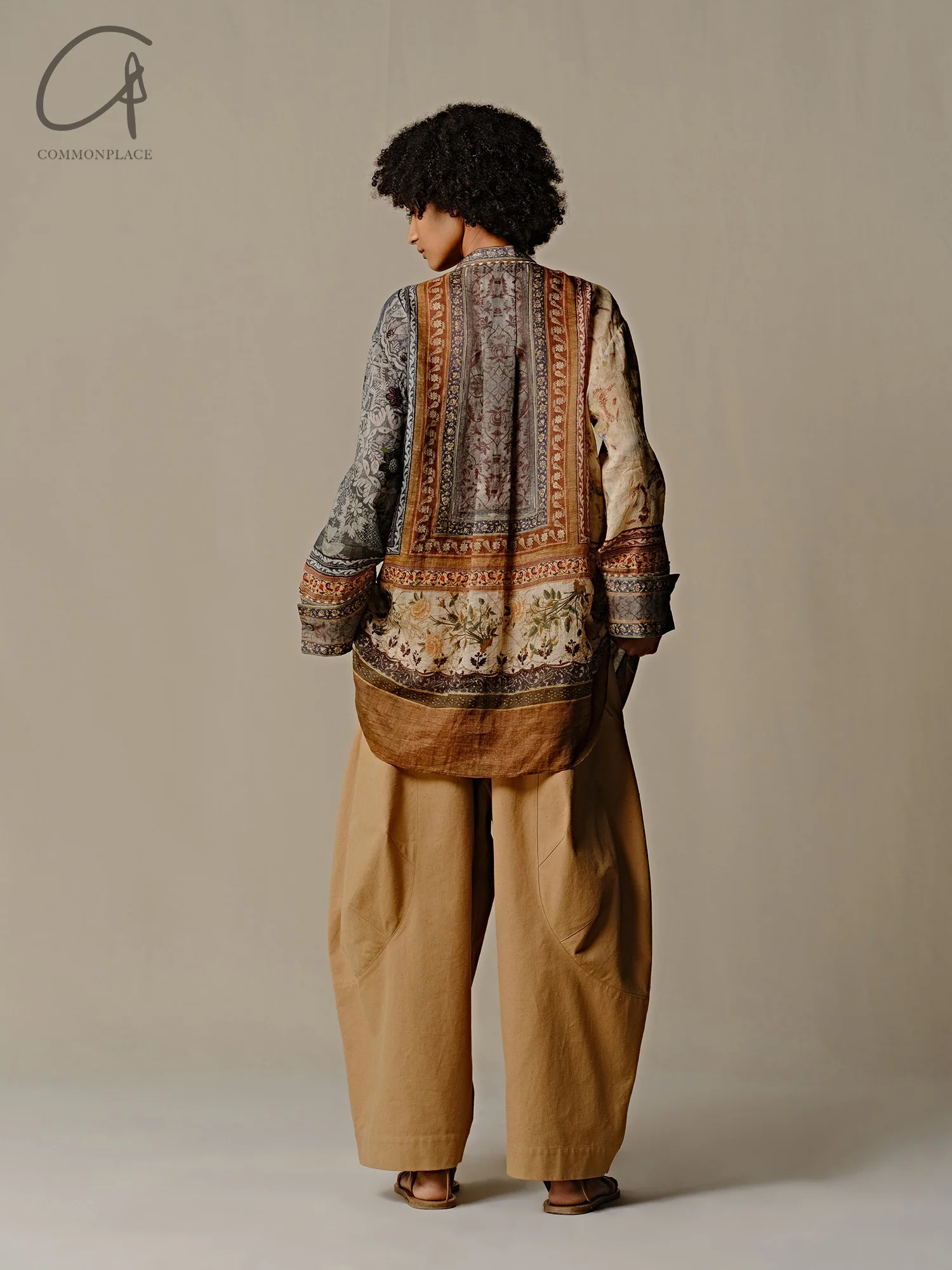 INTO THE EAST 25 Spring/Summer Ramie Print Round Neck Wide Sleeve Top ITE-E1DGSS002NCC21TP-HUA Color - Image 11