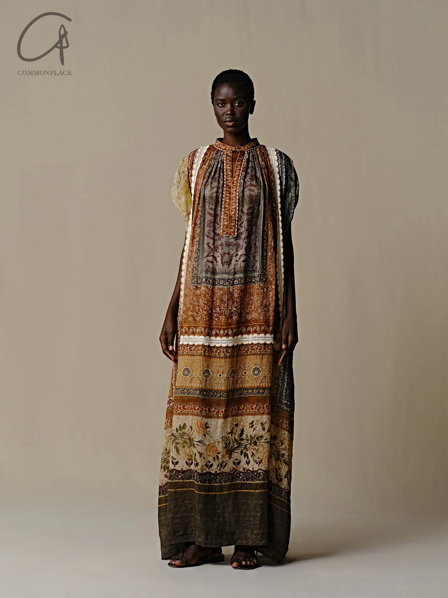 INTO THE EAST 25 Spring/Summer Ramie Printed Lace Dress ITE-E1DGSS001NCC21DS-HUA Printed - Image 8