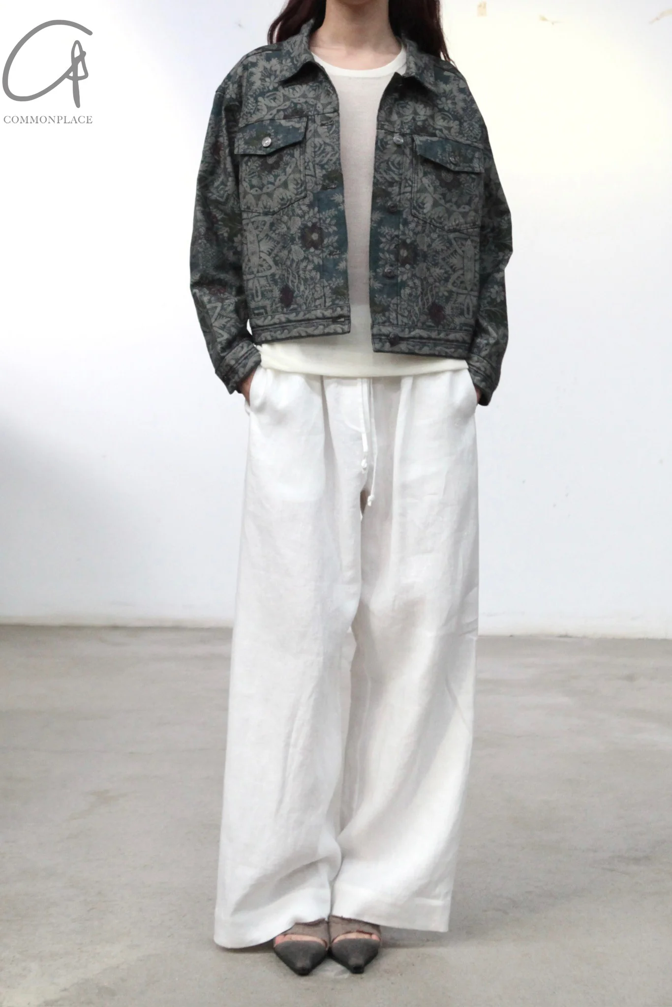 INTO THE EAST 25 Spring/Summer Retro Print Denim Jacket ITE-E1DGSS005GR21JK-ML Dark Green - Image 2