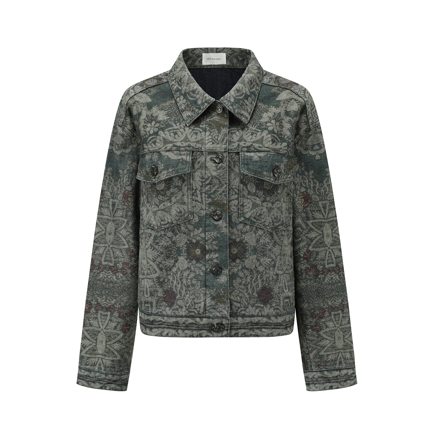 INTO THE EAST 25 Spring/Summer Retro Print Denim Jacket ITE-E1DGSS005GR21JK-ML Dark Green - Image 8