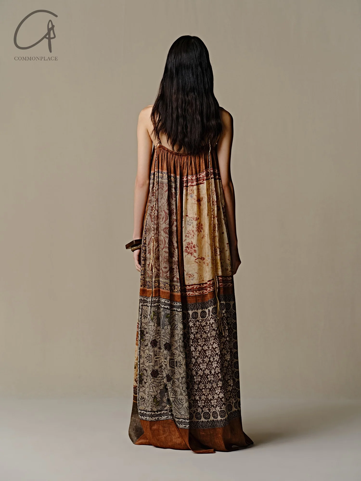 INTO THE EAST 25 Spring/Summer Silk and Linen Printed Pleated Suspender Skirt ITE-E1DGSS005NCC21DS-HUA Printed - Image 9
