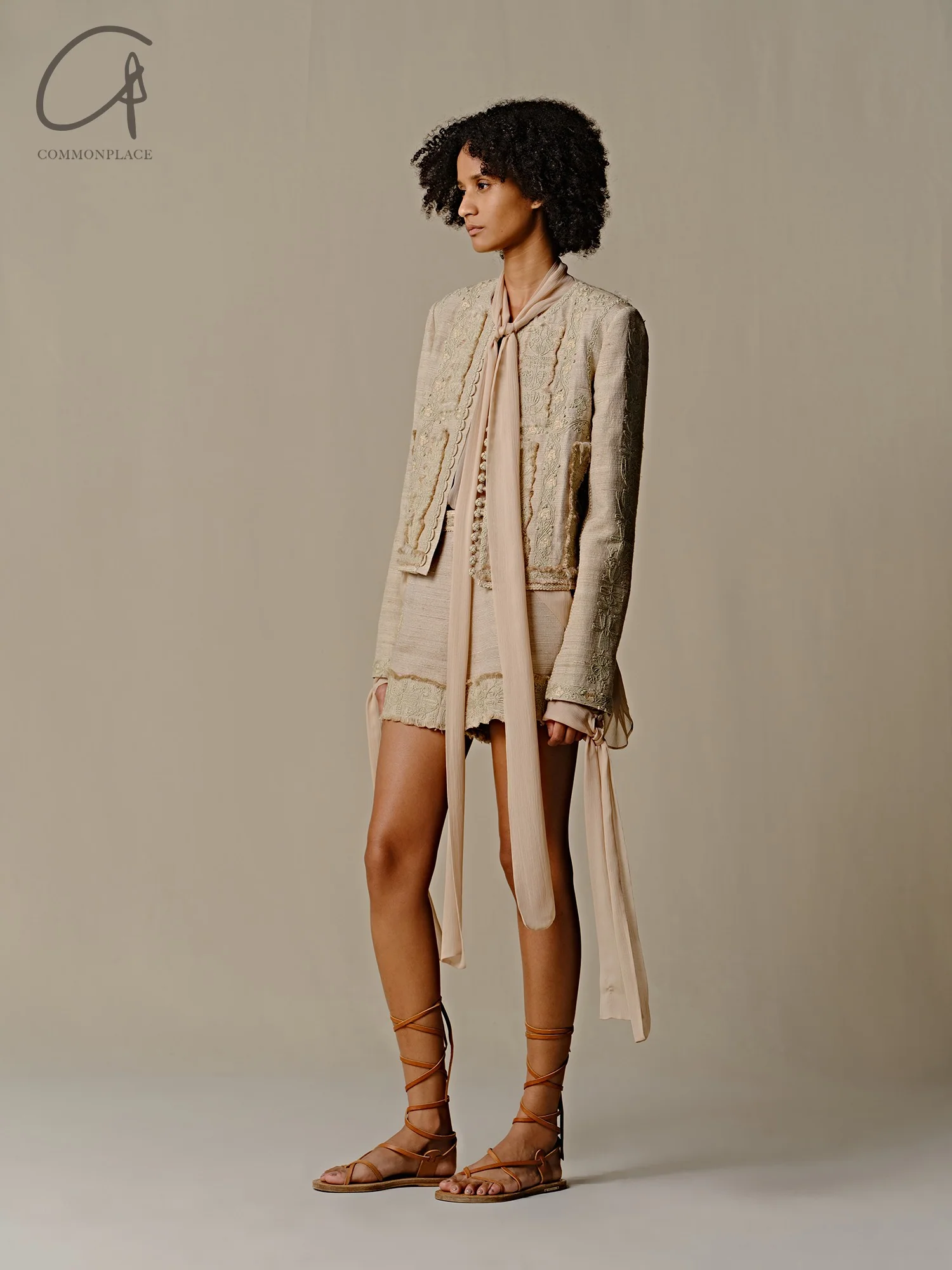 INTO THE EAST 25 Spring/Summer Tussah Silk Button Embroidered Vest/Patched Raw-edge Shorts ITE-E1DGSS002SD22PT-SHA Pants - Image 15