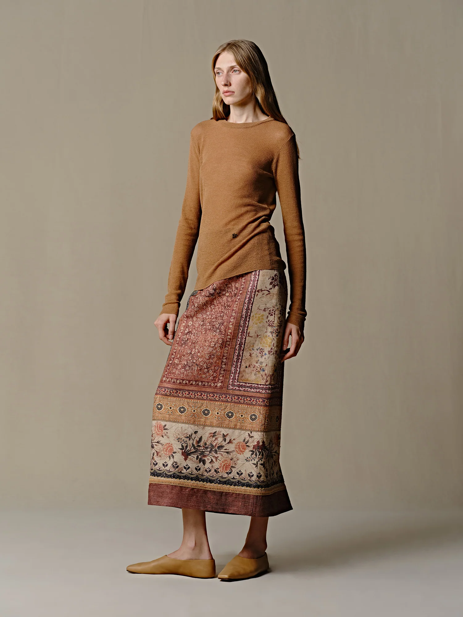 INTO THE EAST 25 Spring/Summer Tussah Silk Printed Straight Skirt ITE-E1DGSS001NCC21SK-HS Color - Image 11