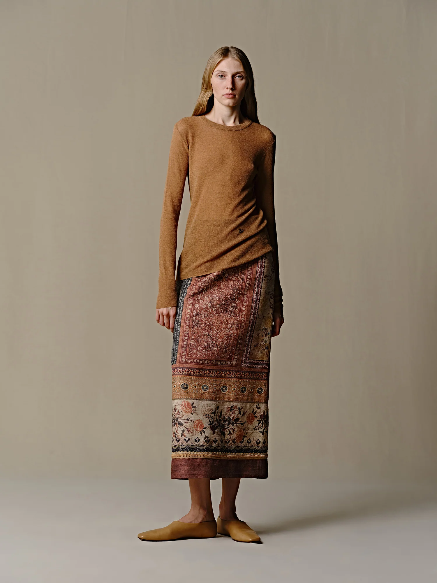 INTO THE EAST 25 Spring/Summer Tussah Silk Printed Straight Skirt ITE-E1DGSS001NCC21SK-HS Color - Image 12
