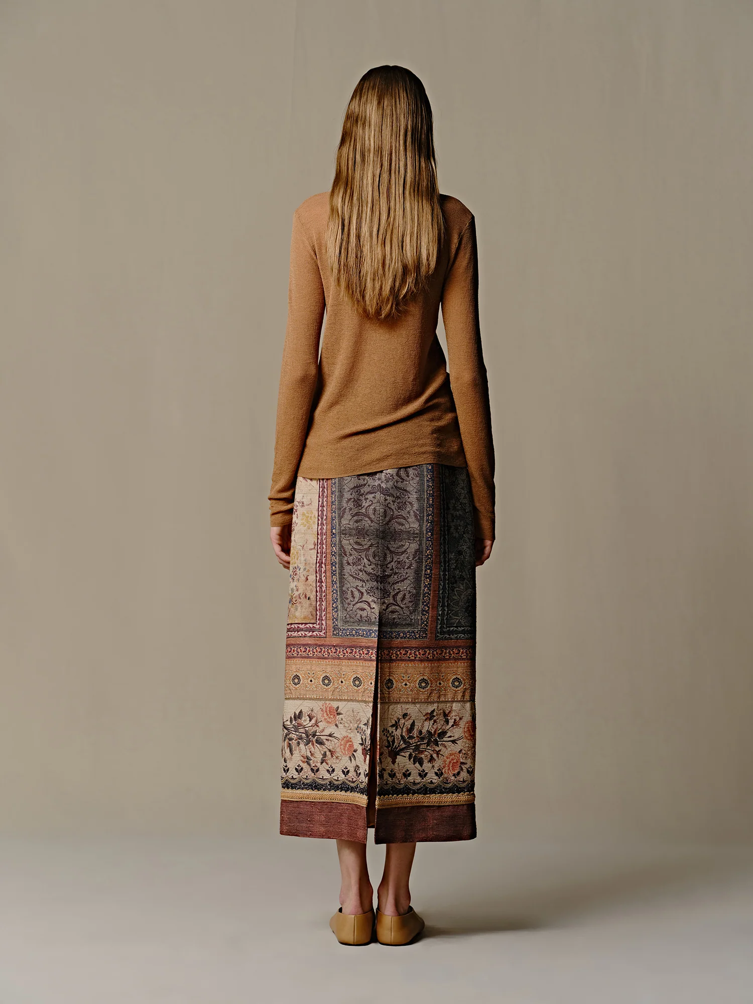 INTO THE EAST 25 Spring/Summer Tussah Silk Printed Straight Skirt ITE-E1DGSS001NCC21SK-HS Color - Image 13