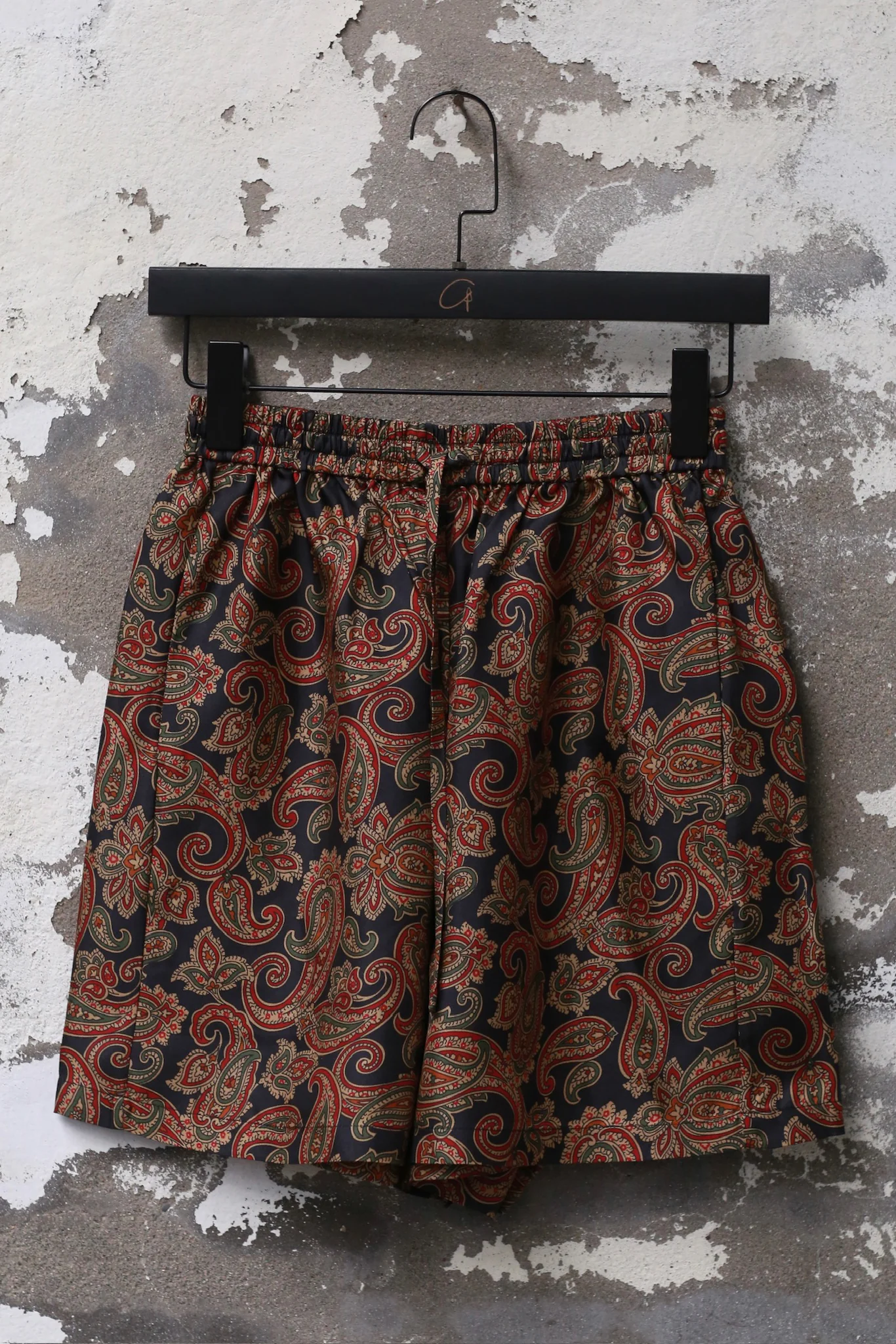 INTO THE EAST Dark Brown Paisley Silk Shorts Casual Pants ITE-E1DGSC010NCC21PT-HUA Color