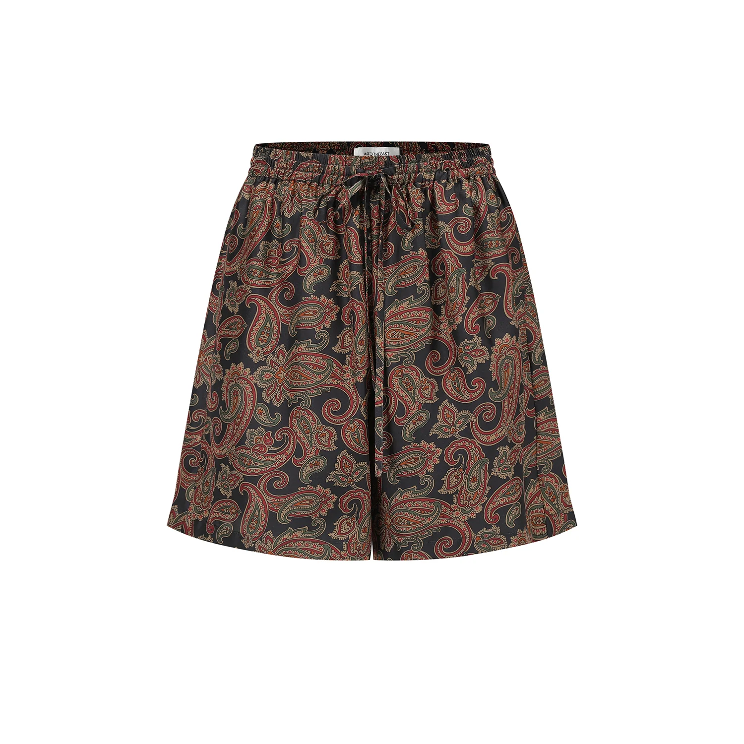 INTO THE EAST Dark Brown Paisley Silk Shorts Casual Pants ITE-E1DGSC010NCC21PT-HUA Color - Image 5