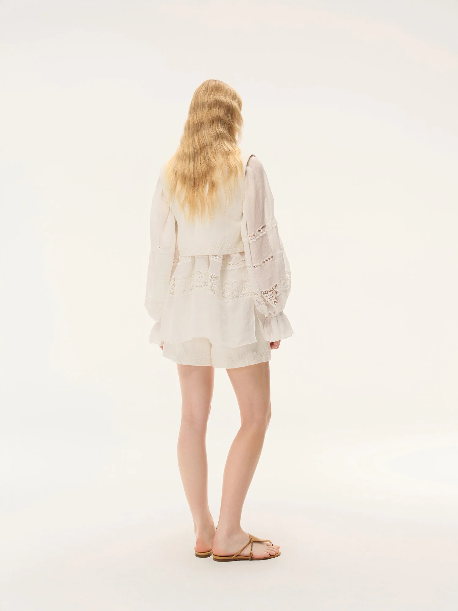 INTO THE EAST Linen Embroidered Vest/Shorts ITE-E1JBSSVE22002-MB Off-white Vest (E1JBSSPT22015) - Image 8