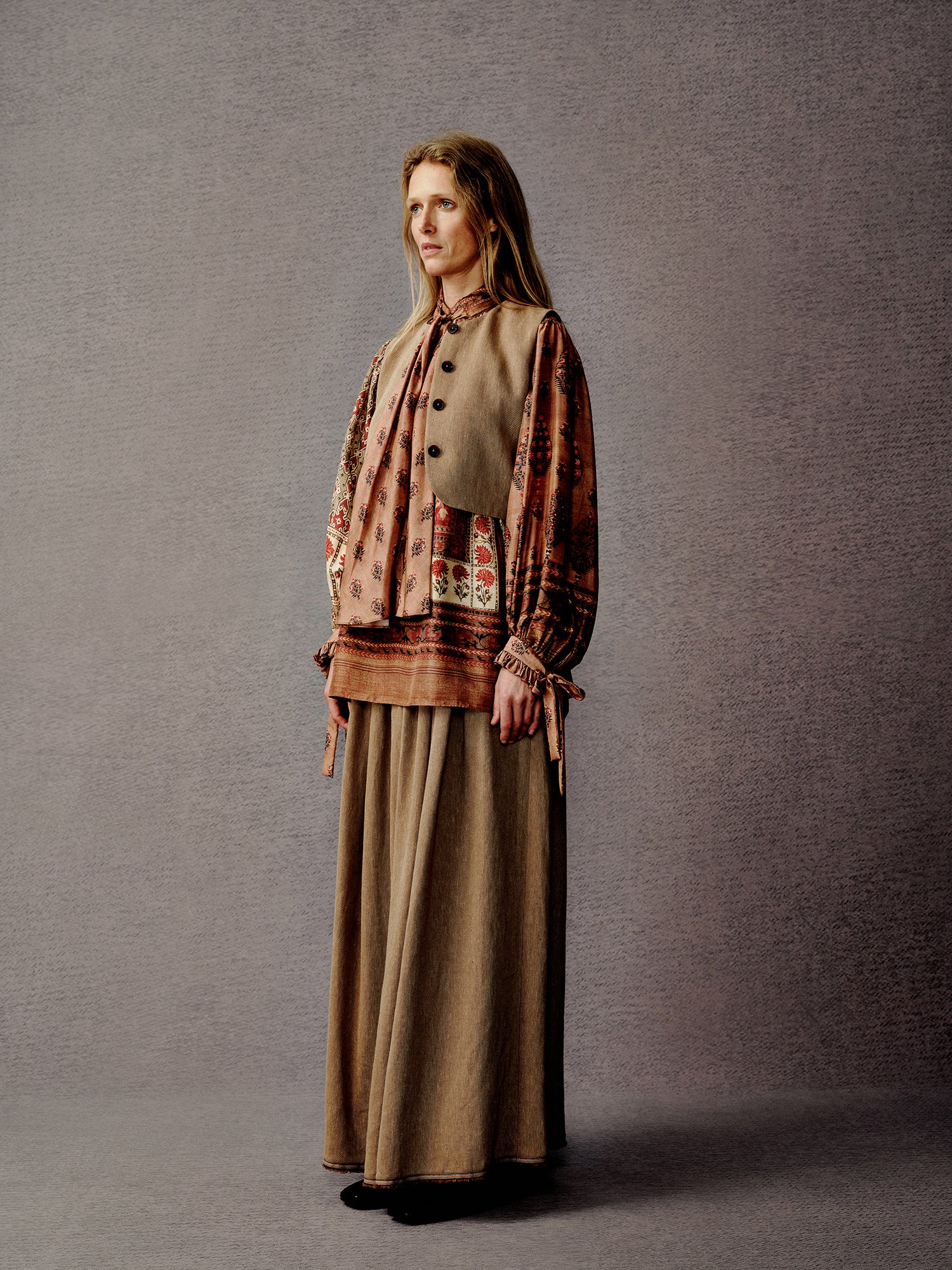 INTO THE EAST Linen interwoven loose skirt ITE-E1YGAW005KT20SK-QIANKA Light brown - Image 20