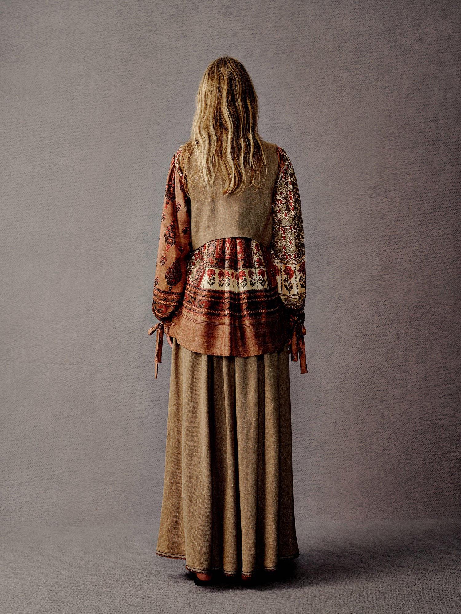 INTO THE EAST Linen interwoven loose skirt ITE-E1YGAW005KT20SK-QIANKA Light brown - Image 21
