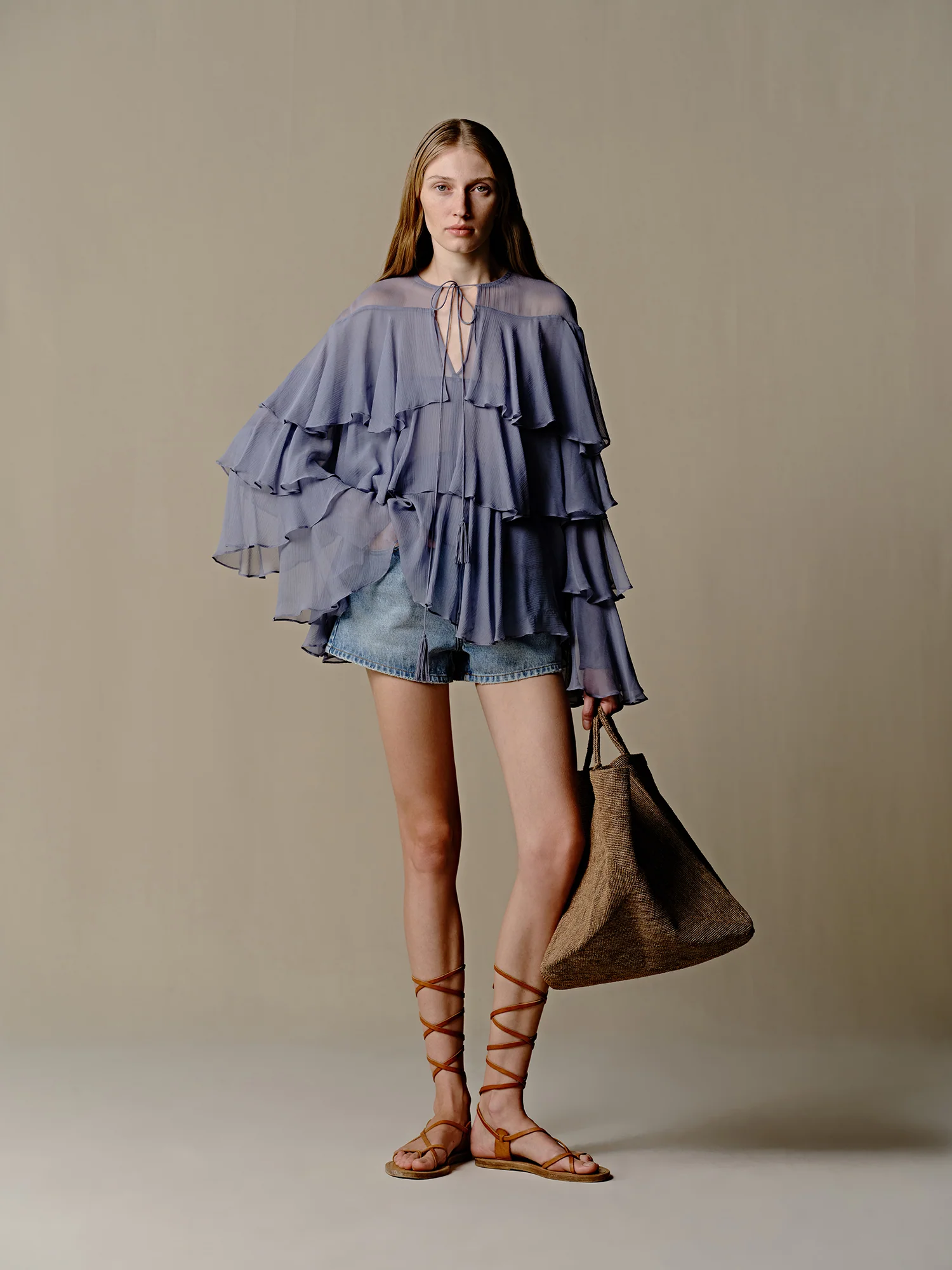 INTO THE EAST Silk Cake Top Shirt ITE-E1DGSS037BU20TP-WML Haze Blue (E1DGSS038PK20TP) - Image 3