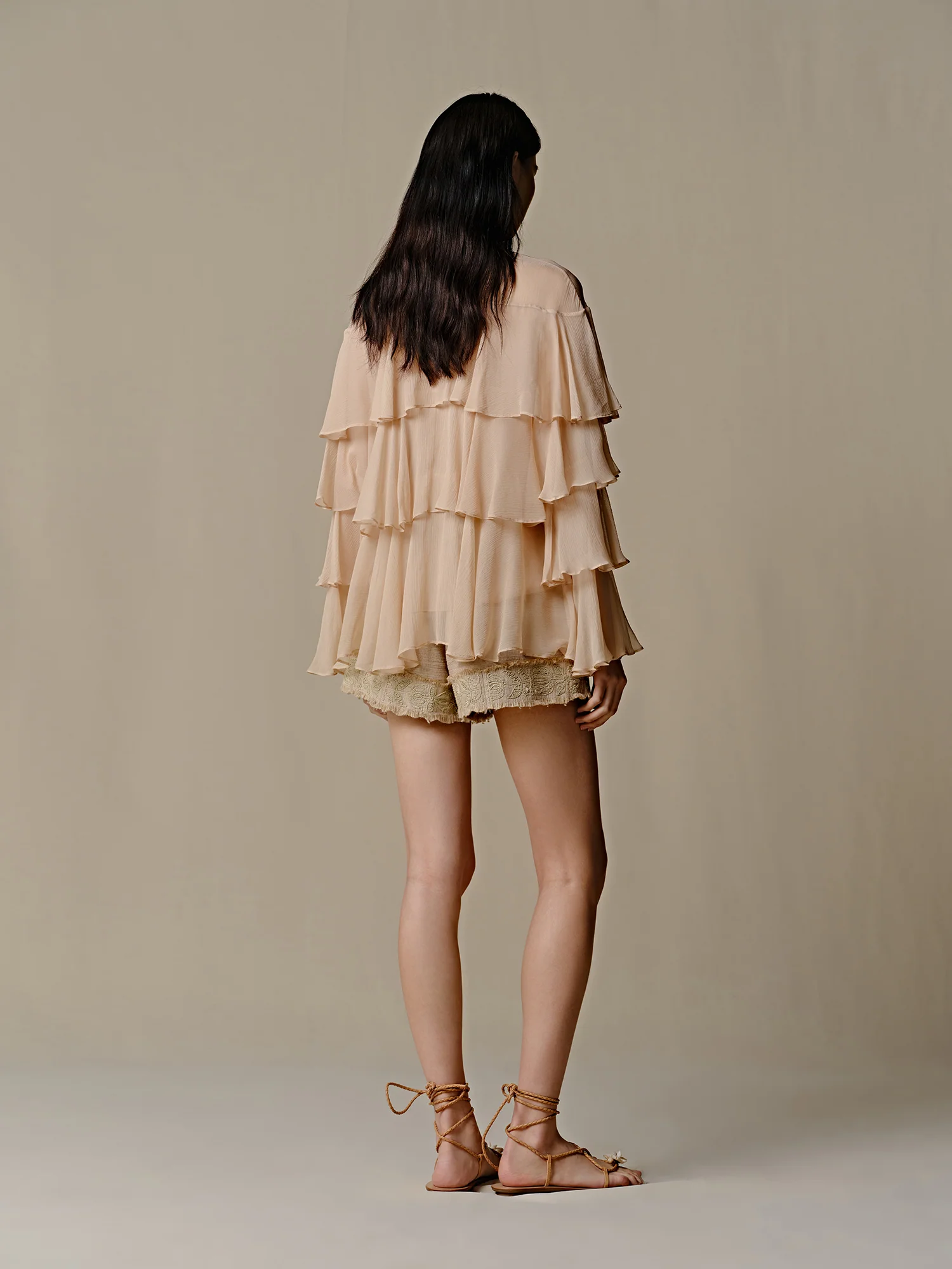 INTO THE EAST Silk Cake Top Shirt ITE-E1DGSS038PK20TP-LUOFEN Nude Pink - Image 9