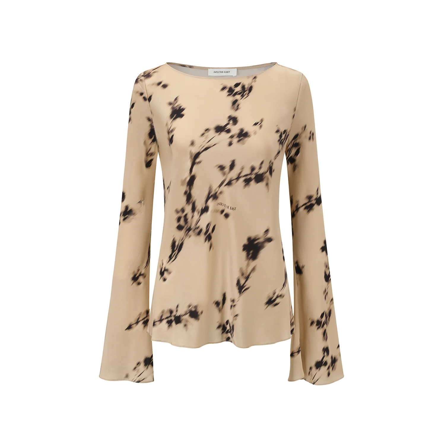 INTO THE EAST Silk Flower Shadow Long Sleeve Top T-shirt ITE-E1DGSS008KT21TP-QKQ Light Khaki - Image 4