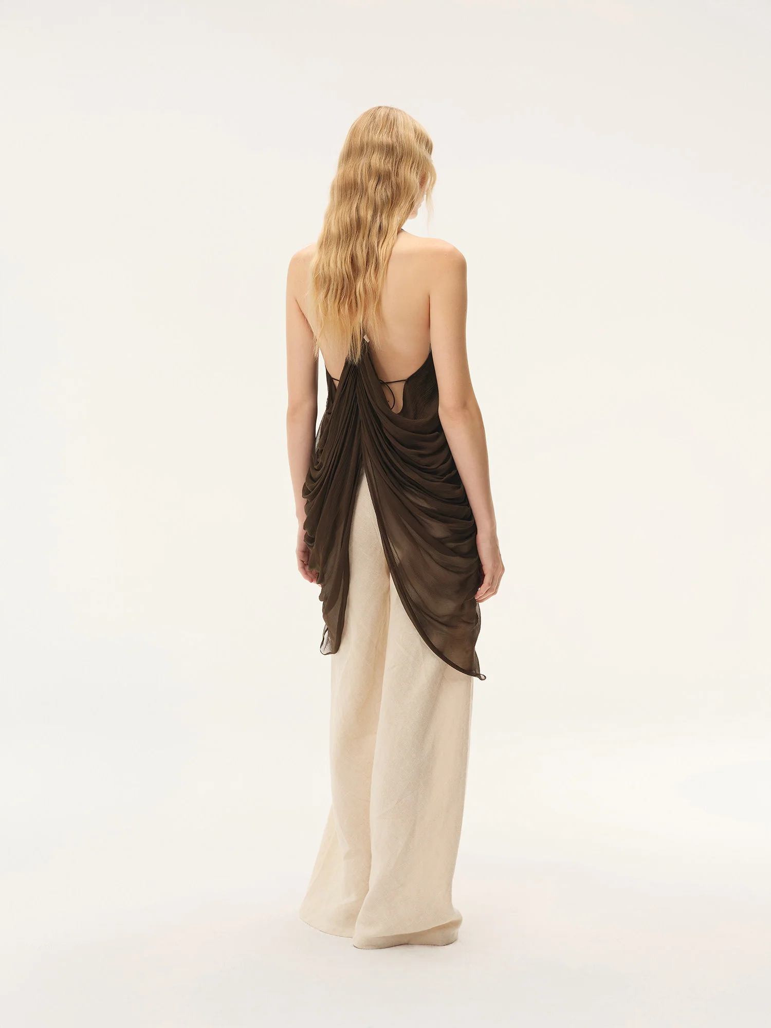 INTO THE EAST Spring/Summer 2026 Asymmetrical Long Top/Tie-up Short-sleeved Top/Mermaid Skirt ITE-E1JBSSPT20003-MB Off-white Pants (E1JBSSTP20008) - Image 8