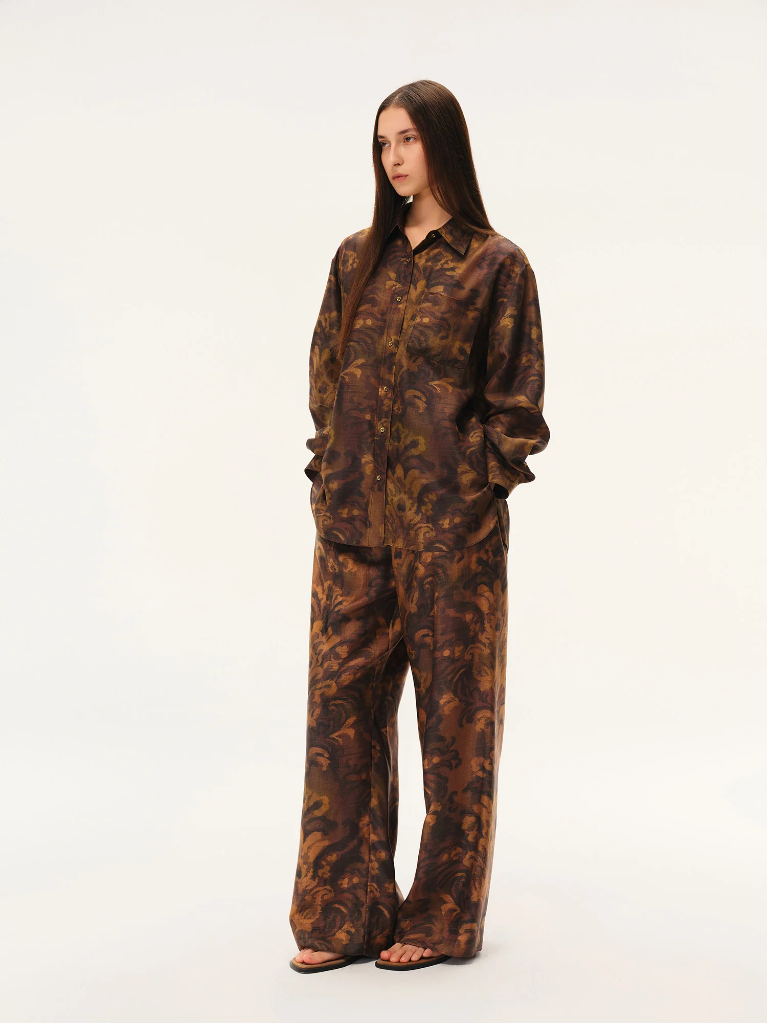 INTO THE EAST Spring/Summer 2026 Collared Shirt/Drawstring Casual Pants ITE-E1JBSSPT21001BR-CZ Tea Brown Pants - Image 12