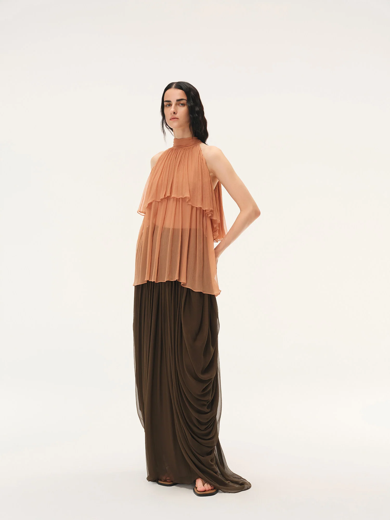 INTO THE EAST Spring/Summer 2026 Double-Layer Sleeveless Vest Top ITE-E1JBSSTP20038-SHC Coral Orange - Image 5