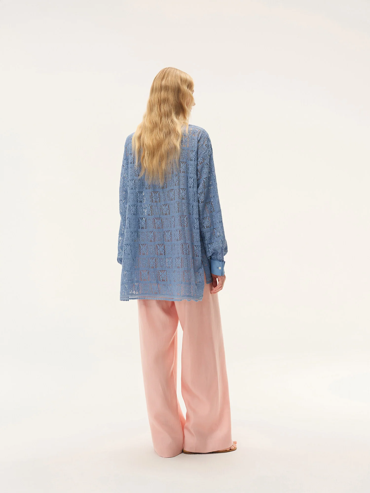 INTO THE EAST Spring/Summer 2026 Floral, Bird, and Tree Collared Shirt / Embroidered Elastic Waist Straight Leg Pants ITE-E1JBSSPT22004PK-FEN - Image 11