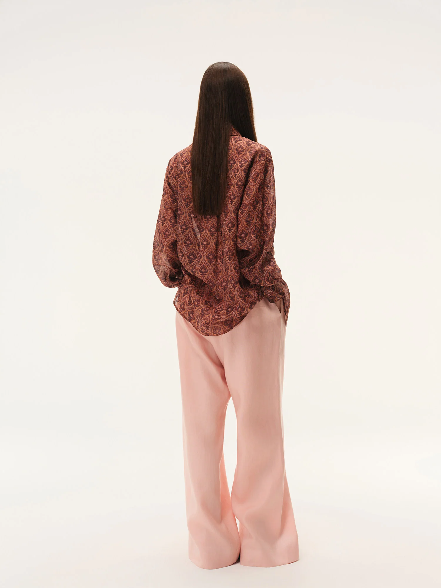 INTO THE EAST Spring/Summer 2026 Floral, Bird, and Tree Collared Shirt / Embroidered Elastic Waist Straight Leg Pants ITE-E1JBSSSH21009RE-SLH Shirt - Image 4