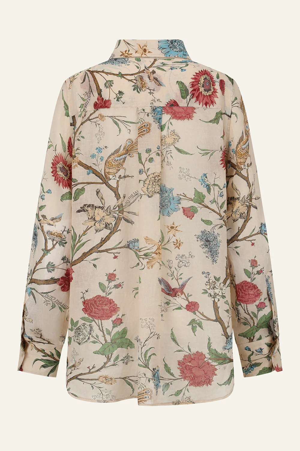 INTO THE EAST Spring/Summer 2026 Floral, Bird, and Tree Collared Shirt ITE-E1JBSSSH21009NCC-HUA Floral Pattern - Image 2