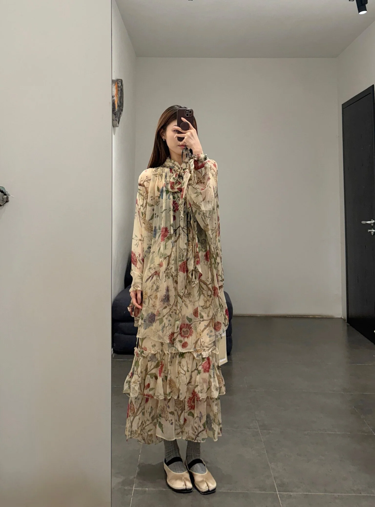 INTO THE EAST Spring/Summer 2026 Floral, Bird, and Tree Double-Layer Skirt ITE-E1JBSSSK21023NCC-HUA Floral Pattern - Image 13