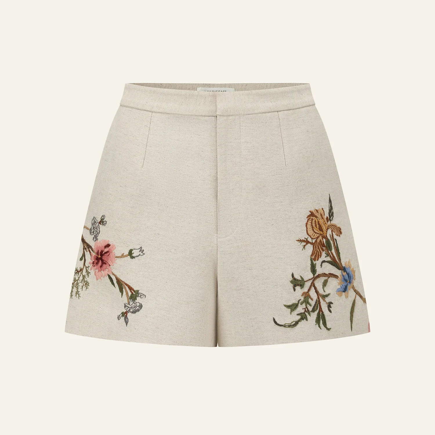 INTO THE EAST Spring/Summer 2026 Floral, Bird, and Tree Embroidered Shorts ITE-E1JBSSPT22019BGE-MB Off-white - Image 5
