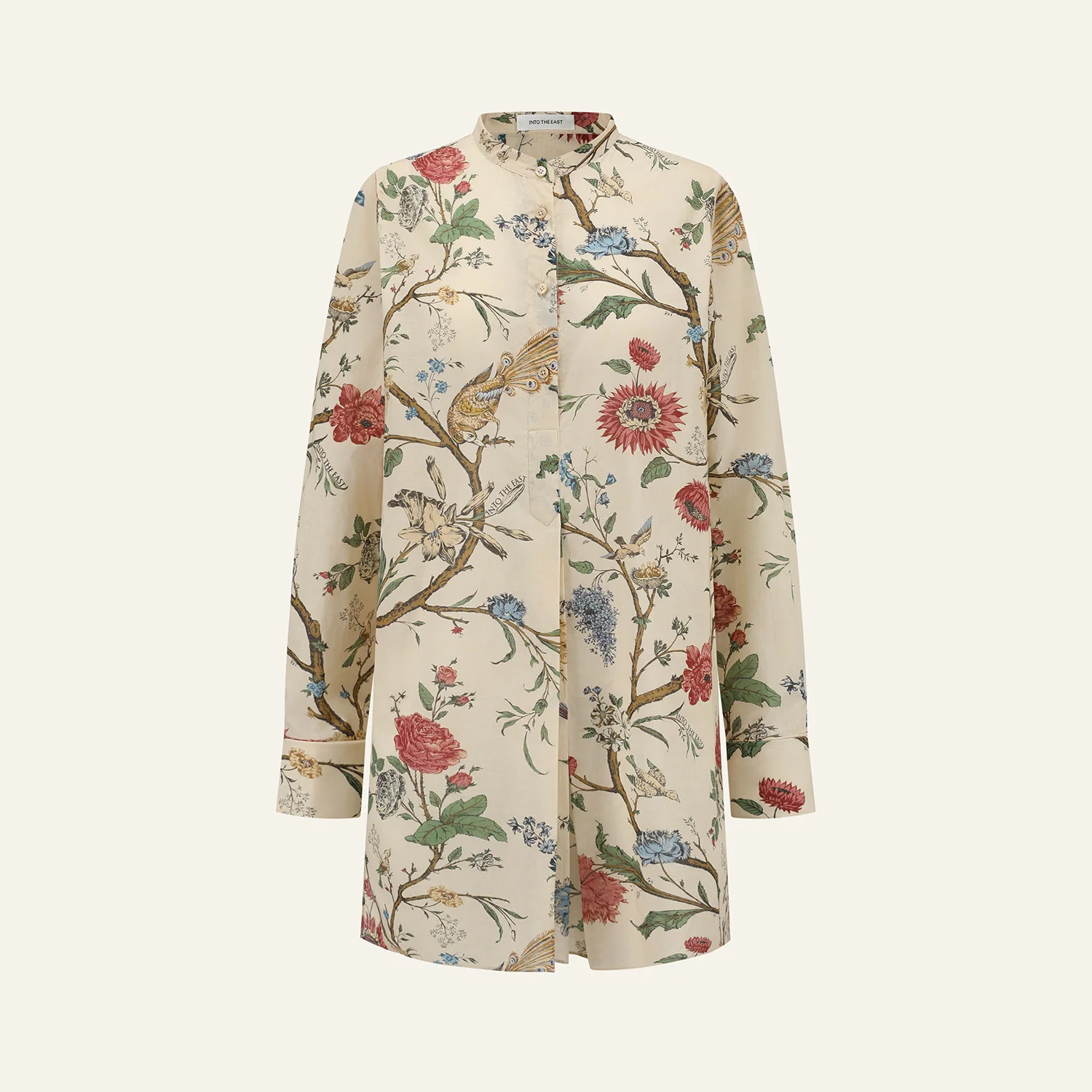 INTO THE EAST Spring/Summer 2026 Floral Bird Tree Crew Neck Top/Shirt ITE-E1JBSSTP21030-HUA Floral Pattern - Image 4