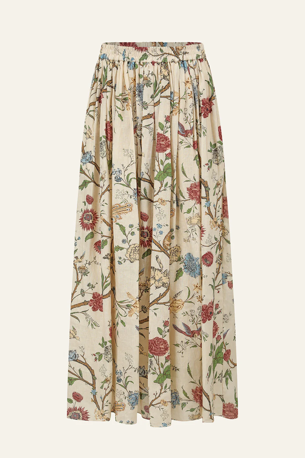 INTO THE EAST Spring/Summer 2026 Floral Embroidery Flower, Bird, and Tree Embroidered Waist-cinching Jacket / Elastic Waist Pleated Skirt ITE-E1JBSSSK21015NCC-HUA Skirt